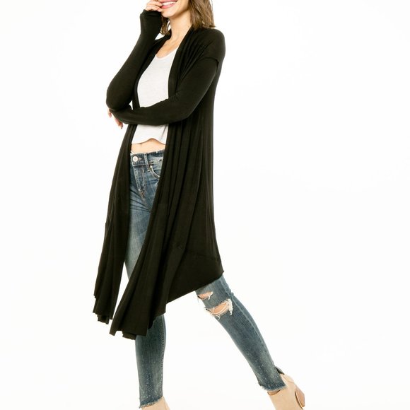 NWT Flowy Solid Cardigan MADE IN USA - Picture 6 of 8